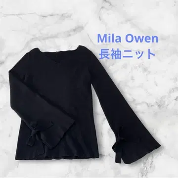Mila Owen (밀라 오웬) 소매 리본 니트 V넥