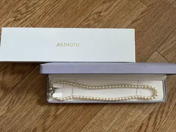 ARIMOTO 화이트 펄 목걸이 silver 각인