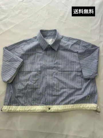 sacai 스트라이프 반팔 워크 셔츠 THOMAS MASON 사이즈 2
