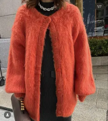 AMERI 오렌지 빨간색 오버 사이즈 스웨터