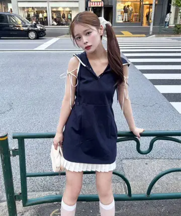 [Nono 기획] 후드 부착 아메슬리 미니 원피스