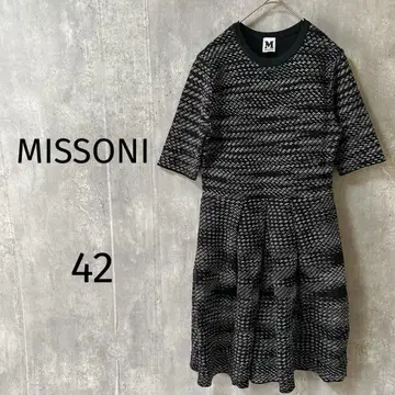 4227 [ MISSONI ] 니트 원피스 반팔 사이즈 42 블랙 계열