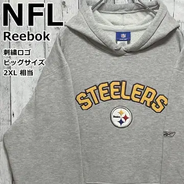NFL 스틸러스 리복 후드티 풀오버 2XL 상당 자수 로고