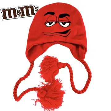 [ M&M's ] 엠앤엠 캐릭터 니트 모자 레드