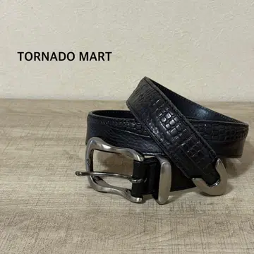 TORNADO MART 펀칭 크로코 엠보싱 벨트 블랙
