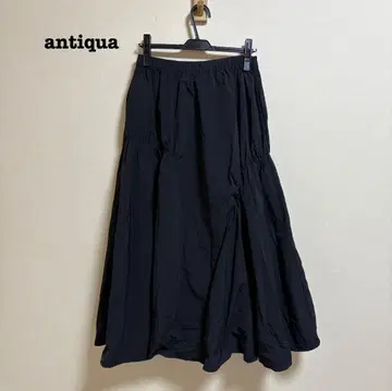 안티카 antiqua 개더 디자인 스커트 블랙