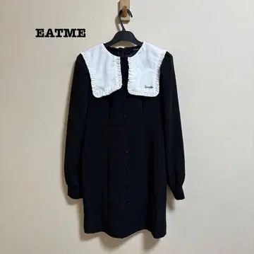 새상품급 이토미 EATME BIG 스퀘어 칼라 원피스 블랙