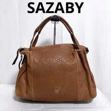 166 SAZABY 가죽 핸드백 브라운 사자비