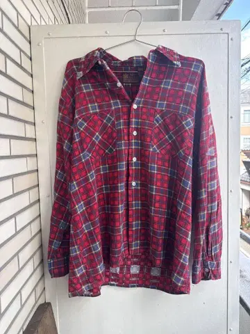 70s 빈티지 Sears 체크 플란넬 셔츠 L 사이즈 레트로