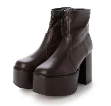 LoveHunter 스퀘어토 통굽 스트레치 힐 부츠 L