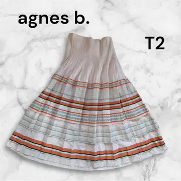 agnes b. 에네스베 스커트 보더 허리밴딩 플레어 스커트
