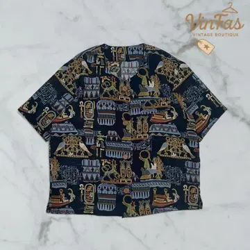 이집트풍 올 패턴 빈티지 셔츠 M 오버 사이즈 90svintage