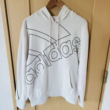 adidas 화이트 후드 부착 후드티 M 사이즈