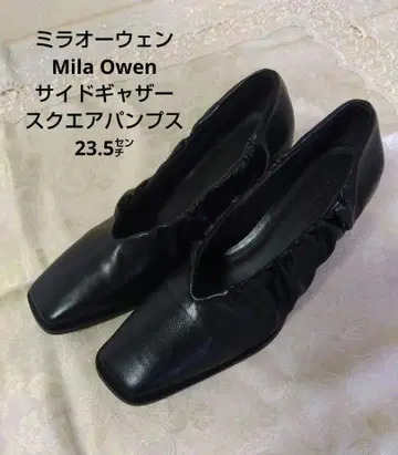 미라 오웬 Mila Owen 사이드 개더 스퀘어 펌프스 23.5cm