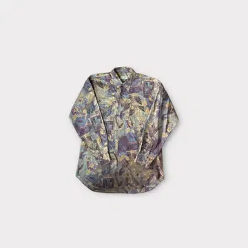 Vintage Abstract Print Button-Up Shirt