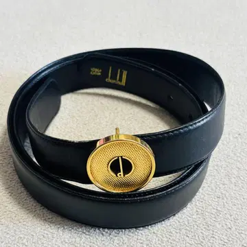 DUNHILL 던힐 벨트 가죽 블랙 골드 금장 장식 d 로고