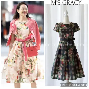 M'S GRACY 카탈로그 게재 체크 x 플라워 시어 드레스