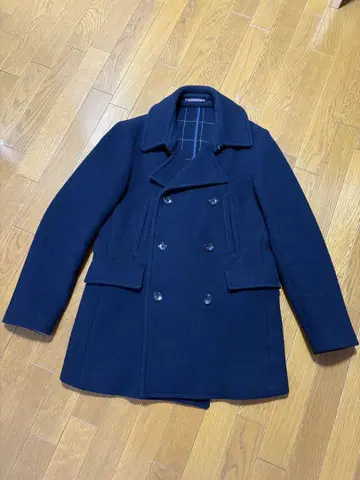 피 코트 네이비 더블 브레스트