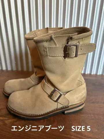 FUNKY LOGGER 베이지 엔지니어 부츠 버클 포함 SIZE 5