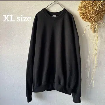XL 구제 의류 남성용 트레이닝복 맨투맨 백 프린트 무지 블랙