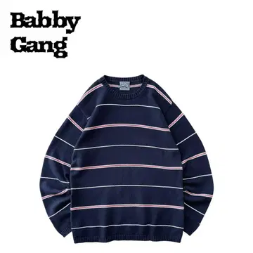 [ 새상품급 ] BobbyGang 90s~ 멀티 보더 코튼 니트 스웨터