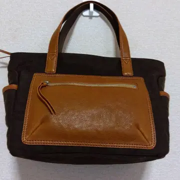 아르카 레제르 브라운 계열 캔버스 가죽 핸드백