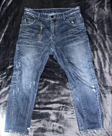 BLUEBOY 지퍼 포켓 부착 데미지 데님 팬츠