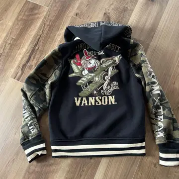 VANSON 바시티 자켓 데스 토끼 콜라보 블랙/카모플라쥬