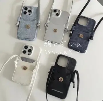 인기 스마트폰 숄더 iPhone 케이스 데님 원단 포켓 부착 꽃