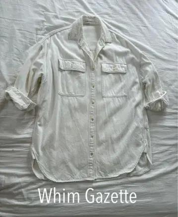 [ Whim Gazett ] 윔 가젯 빅 실루엣 데님 셔츠 화이트