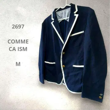 컴시즘 네이비 테일러드 자켓 화이트 파이핑 M 사이즈 깔끔한 스타일