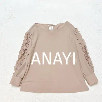 ANAYI 조젯 블라우스 긴팔 백리본 소매 프릴 핑크 36 S