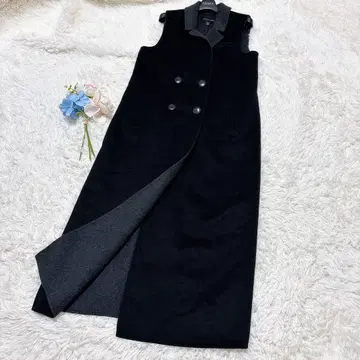 바나나리퍼블릭 울 혼방 롱베스트 블랙 x 그레이 더블 페이스 M