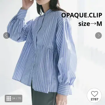 OPAQUE.CLIP 미인백화 게재 페플럼 셔츠 스트라이프 패턴 모듬 M