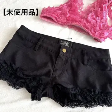 [ 새상품 ] 레이스 블랙 숏팬츠 y2k 갸루 00s 캬바쿠라걸