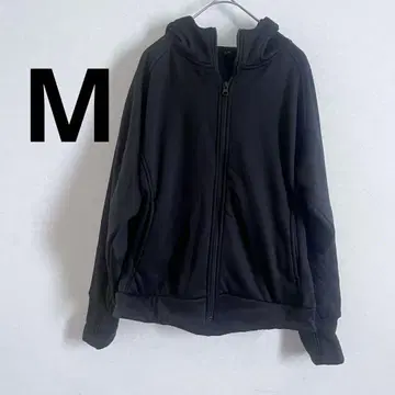 M 블랙 플리스 집업 후드티 손가락 구멍 있음 따뜻함