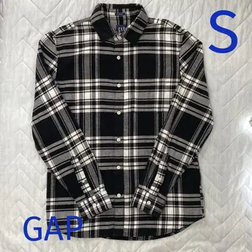 GAP 플란넬 셔츠 블랙 계열 체크 가슴 포켓