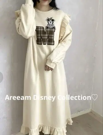 Disney areeam 미니 속기모 맨투맨 프릴 롱 원피스