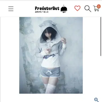 PredatorRat 고양이 귀 하프 ZIP 후드티 그레이 프리 사이즈