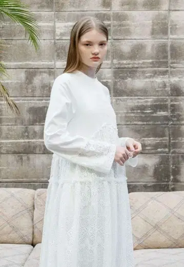 카린 도쿄 레이스 밴드 카라 티어드 원피스