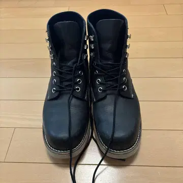 호킨스 블랙 가죽 하이컷 워크 부츠