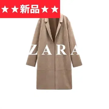 [ 새상품 ] ZARA 베이지 페이크 스웨이드 체스터 코트