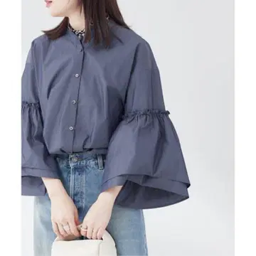 저널 스탠다드 레더쥬 볼륨 플레어 슬리브 셔츠