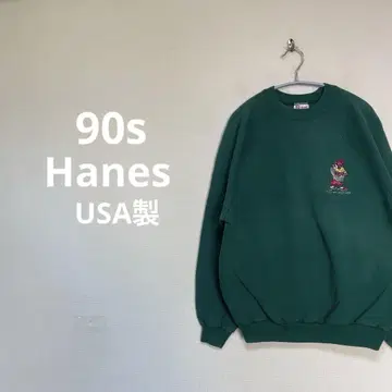 90s Hanes USA제 맨투맨 그린 워너 브라더스 자수
