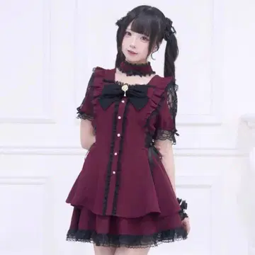 NoGenki 스퀘어 넥 빅 리본 원피스 세트