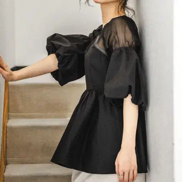 mideal sheer docking blouse 블랙