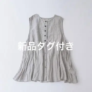 nest Robe 린넨 인디고 먹염 슬리브리스 블라우스
