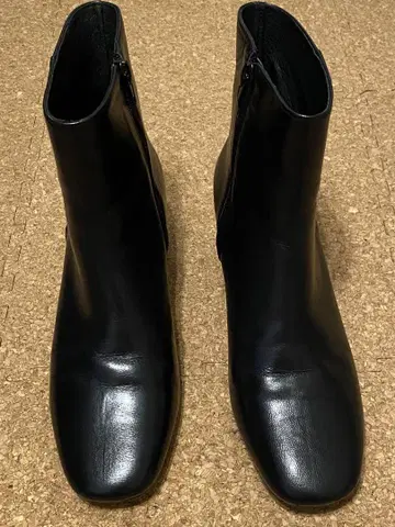 REMME 레메 숏부츠 24cm 천연 가죽 블랙 사이드 지퍼