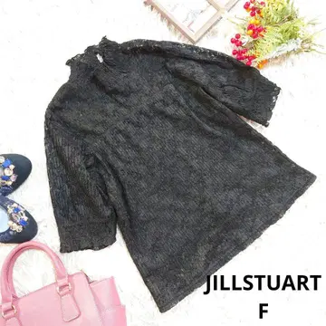 새상품급 JILLSTUART 반팔 레이스 소재 (M) 블랙/하이넥