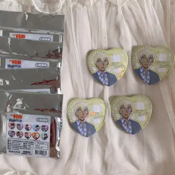 명탐정 코난 의 잔상 대만 한정판 반짝이는 하트 캔뱃지 아무로 토오루